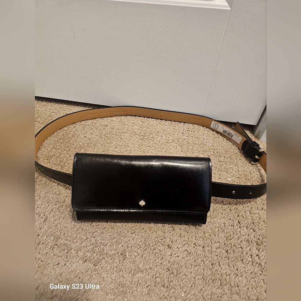 Kate Spade X/L Black Leather Fanny Pack Belt NWT